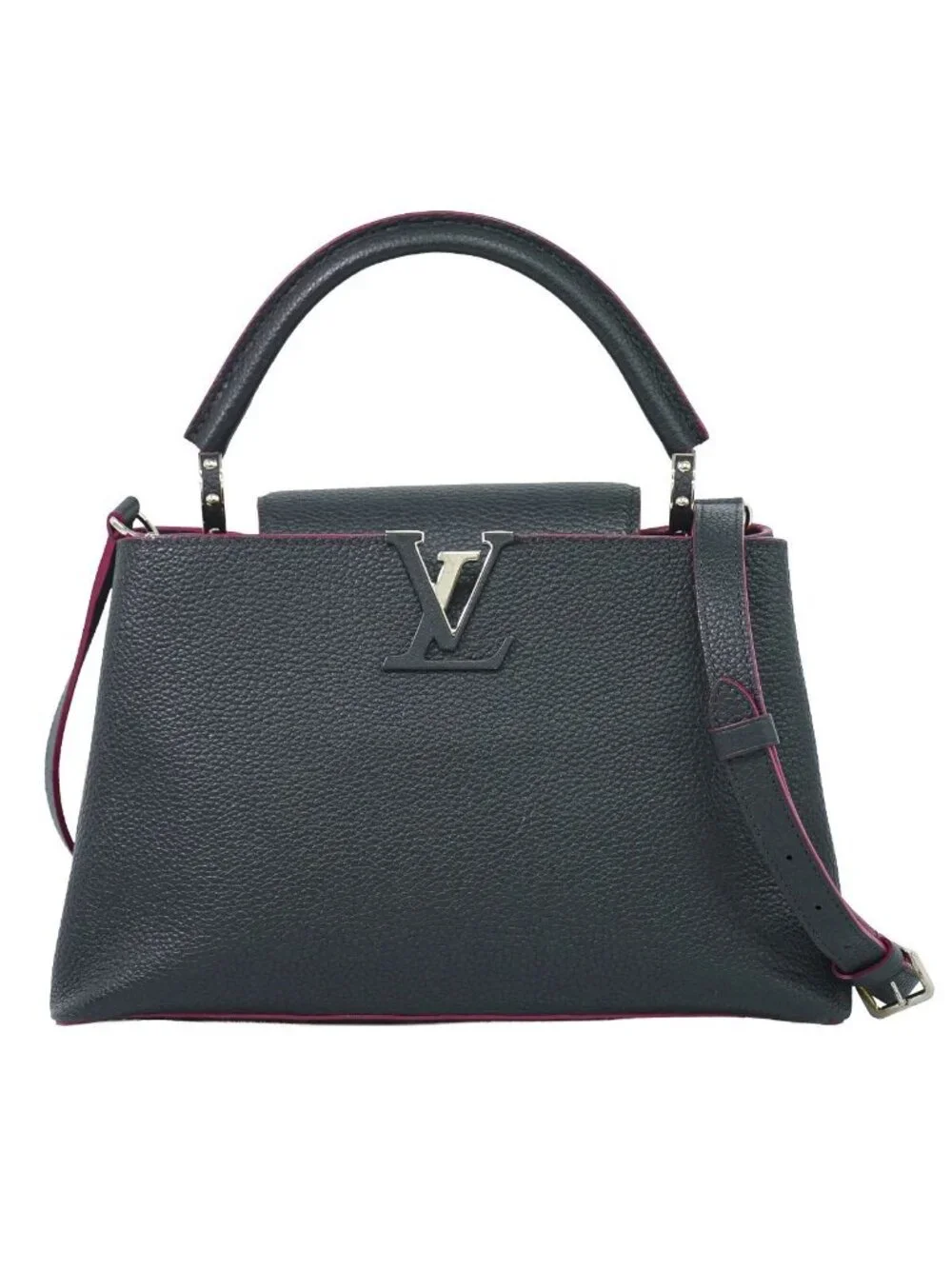 Louis Vuitton LV Capucines PM Taurillon Leather 2-Way Shoulder Bag Cobalt Navy